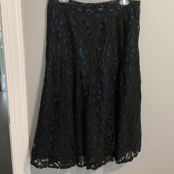 Coldwater creek floral lace skirt lined in teal 12 - Picture 3 of 6